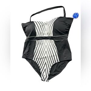 SWIMSUITS FOR ALL womens plus size 24 black & white one piece swimsuit NWT